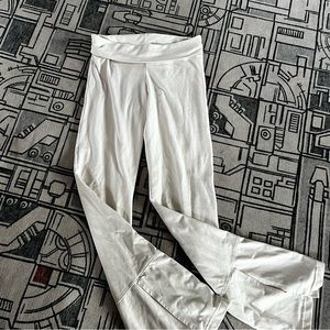 Prana cream yoga pants leggings, slit back flare leg